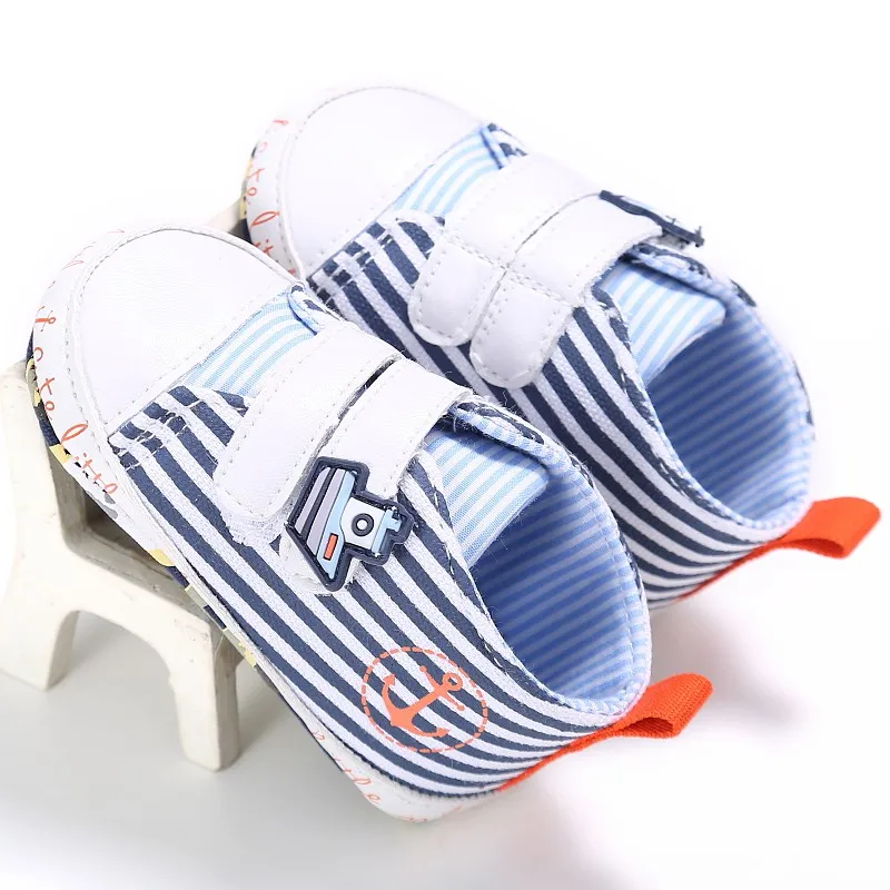 Новорожденных первых шагов одежда для малышей устойчивые туфли для девочек мультфильм печатных холст противоскользящие детская мягкая подошва Prewalker - Цвет: Синий