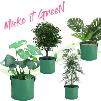 

Green Fabric Pots Plant Grow Bags with Handles Planting Bag Seedling Flowerpot Size 1, 35, 7, 10, , Gallon