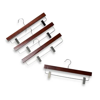 

[Free shipping] Red Mahogany Wood 11-Inch Skirt Hangers with Clamps (8 pieces/ lot)