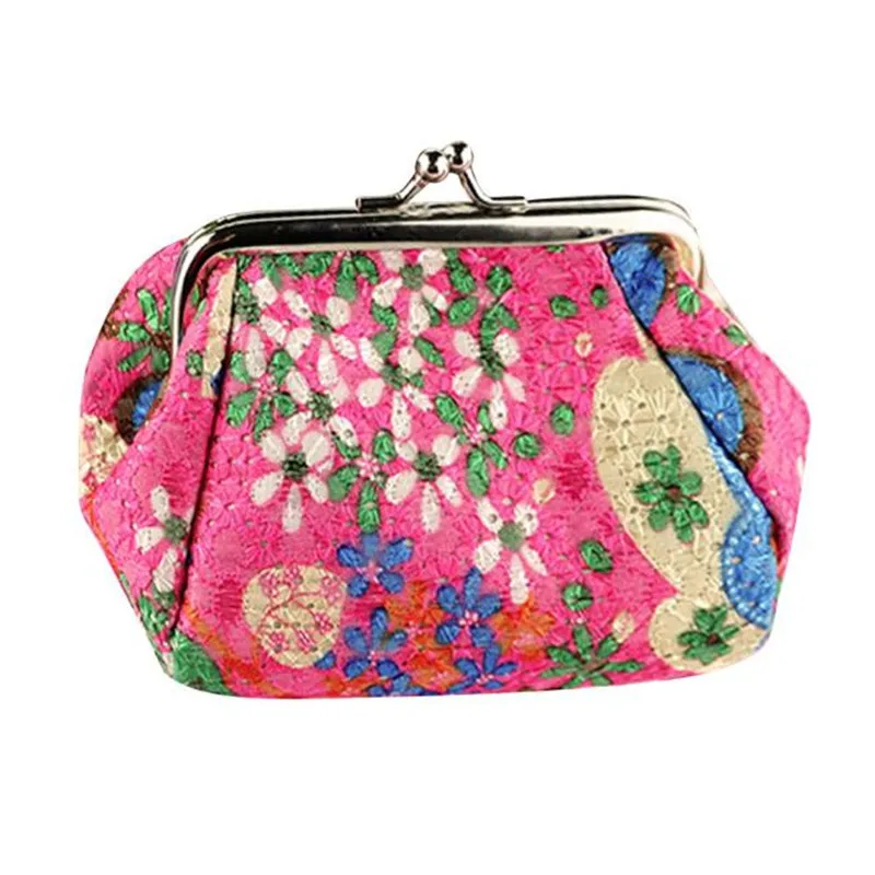 Mujer señora Retro Vintage flor pequeña cartera Hasp bolso Monedero Bolsas Para Moedas De Mulhere Cambio De Monedero Billetera a1