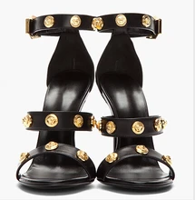 Ankle Strap Women Sandals Thin High Heels Sequined Decoration Buckle Strap Open Toe Black Sexy Summer Party Ladies Shoes