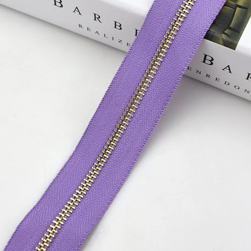 2 ярда(180 см) Meetee 5# открытые металлические медные молнии DIY Швейные Инструменты на молнии для одежды сумки Джинсы Обувь Ремонт Аксессуары A7-2 - Цвет: Purple