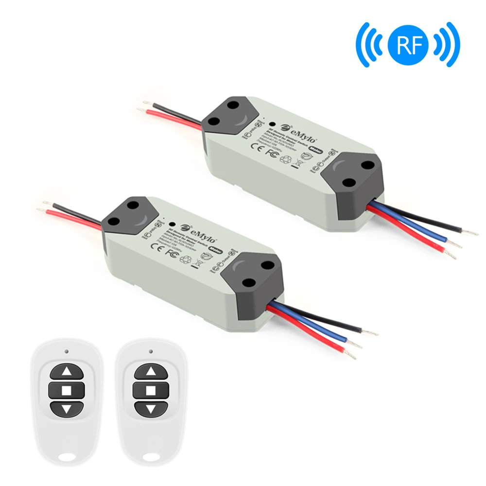 

eMylo Wireless RF Switch Motor Controller DC 220V 433mhz 300W Remote Control Switch Relay Module For Rolling Door/Water Pump 2pc