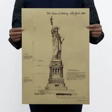 Papel Kraft clásico de la Estatua de la libertad de Estados Unidos, cartel clásico, decoración de pared del hogar, revistas de arte, carteles e impresiones Retro