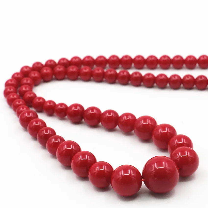 Искусственный коралловый красный камень для женщин Изготовление ювелирных изделий 6-14 мм красивые круглые бусины DIY подвески цепи Красные ожерелья 18 дюймов