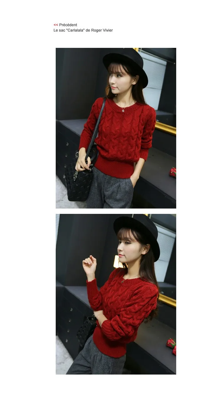 Retro Style Thick Line O-Neck Pullover Short Sweater Women Girl Spring 2016 (11)