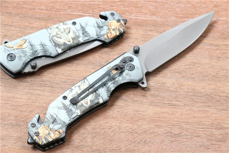 Новые многофункциональные складные тактические ножи для выживания с 3D-принтом, охотничьи ножи для кемпинга, высокопрочные военные ножи для выживания