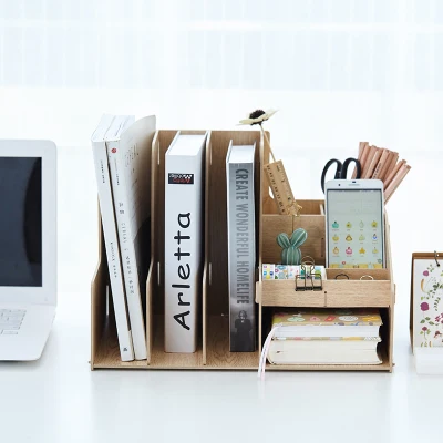 Wooden Color Office Desk Organizer Diy Doent File Cabinet Wooden Color Office Desk Organizer Diy Doent File Cabinet Multifunction Accessories Storage Magazine Book Shelf In Set From