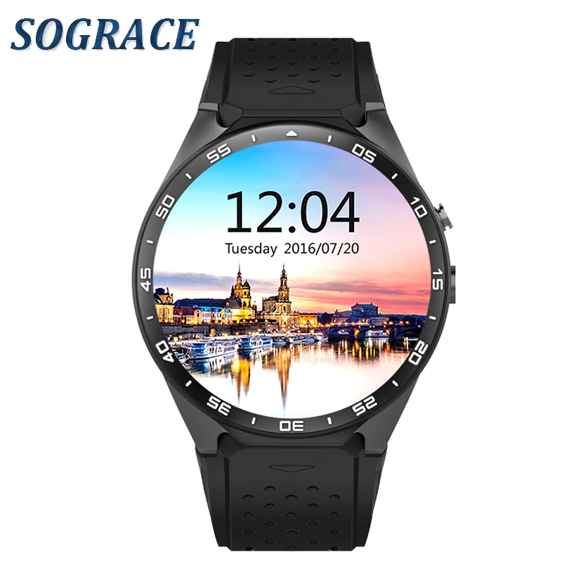 Sograce kw88 3G WI-FI часы-мужские сотовый телефон часы смарт SIM карты GPS Камера сердечного