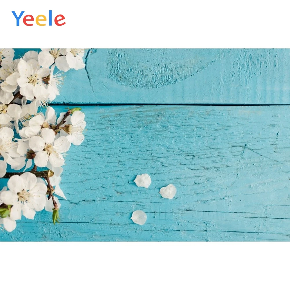 

Yeele White Flowers Wood Board Children Birthday Party Photography Backdrop Wedding Photographic Background For Photo Studio