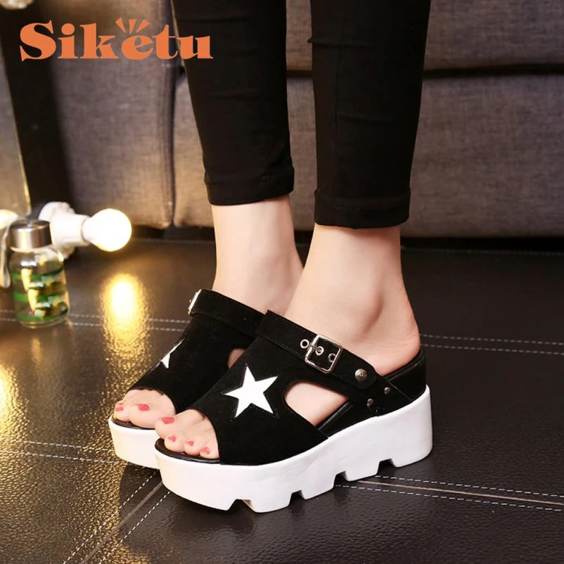 

Women Sandals Shoes Top Quality New Arrivals Fish Mouth Casual Shoes Platform Wedges Five-Star  Shoes  Sandalias 17May2