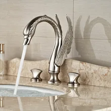 Brand New Nickel Brushed Bathroom Sink Basin Mixer Taps Swan Shape Dual Handle Lavatory Sink Faucet