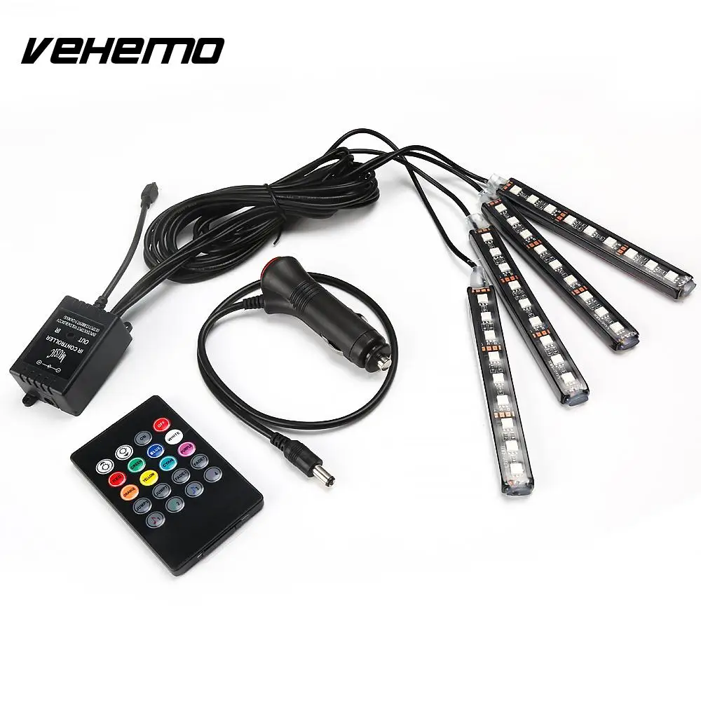 

Vehemo 4Pcs LED Strip Lights Strips Underbody Light LED String Super Bright Durable Atmosphere Lamp