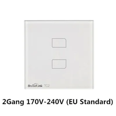 Broadlink TC2 1/2/3-ЕС Стандартный 433 МГц выключатель света современный дизайн Белый сенсорный Панель Wi-Fi Беспроводной Смарт Управление через RM Pro - Цвет: TC2-2Gang (EU)
