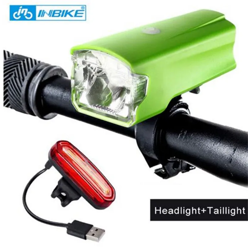 INBIKE велосипедный светильник велосипед светодиодный головной светильник USB Перезаряжаемые велосипедный светодиодный светильник MTB велосипедные шлемы и Батарея вспышка светильник bicicleta 516 - Цвет: Green Light Tailligh