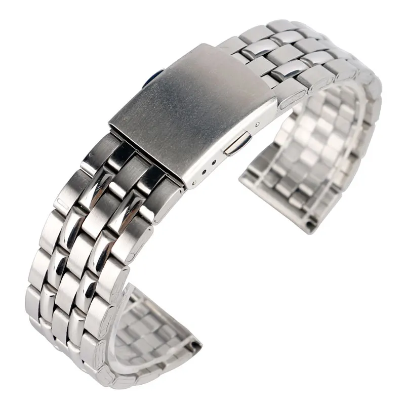 18mm 20mm Silver Solid Stainless Steel Watchbands Men Women Fashion ...