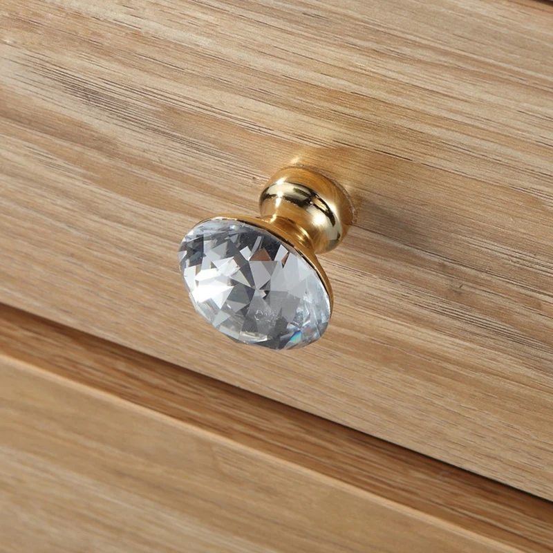 Hot 30mm Crystal Glass Drawer Cabinet Knobs and Pull Handles Kitchen Door Wardrobe Hardware Crystal+Zinc Alloy furniture handles