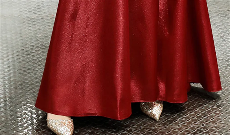Это YiiYa вечернее платье винно-красного цвета с рукавами три четверти Свадебные торжественные платья с молнией сзади длиной до пола вечерние трапециевидные платья E346