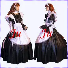 Free Shipping Sexy Sissy Maid Satin Dress Uniform Cosplay Costume Tailor-made
