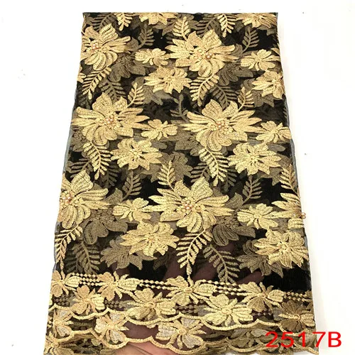 Французский кружевной ткани Африканское кружево с бисером ткани высокого качества вышитые ткани шнурки с камнями для свадебных платьев KS2517 - Цвет: Picture 7