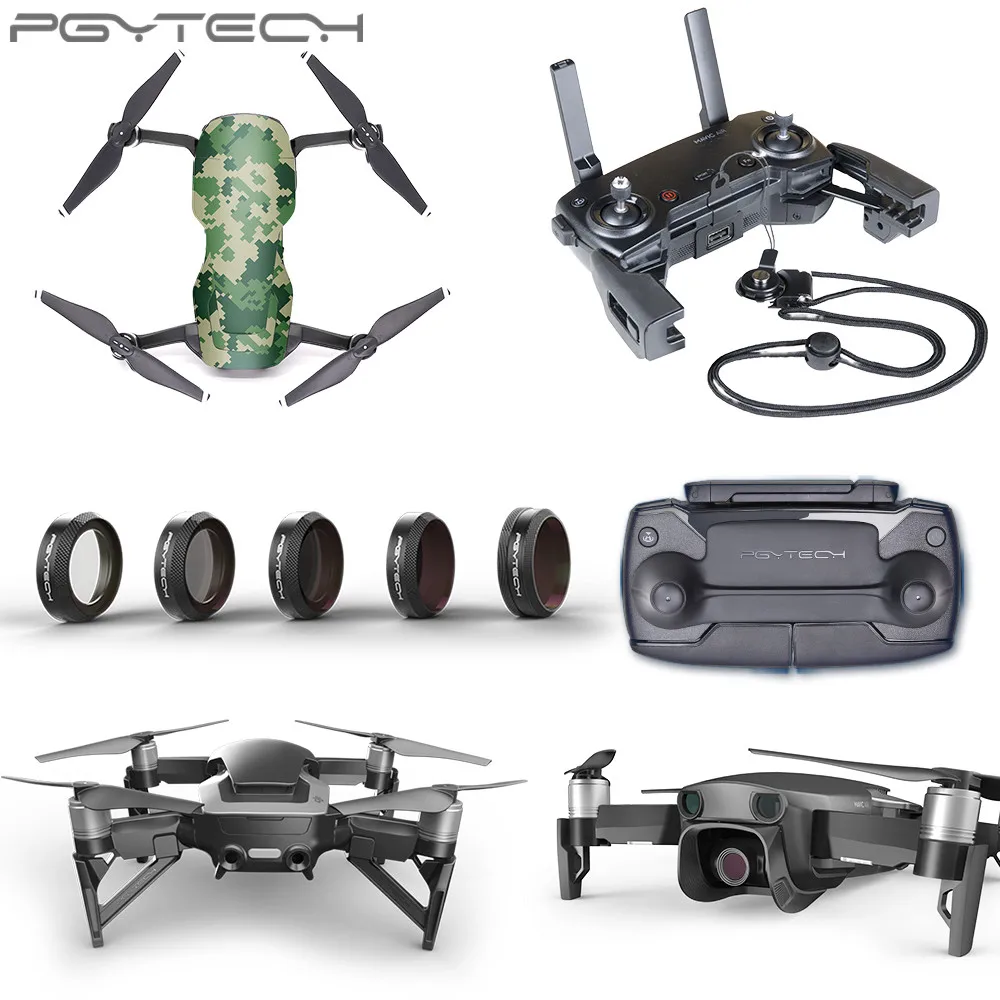 

PGYTECH Lens Hood ND Filter Kit Landing Pad Gear Extensions Sticker Control Stick Accessories Combo for DJI MAVIC AIR (PRO)