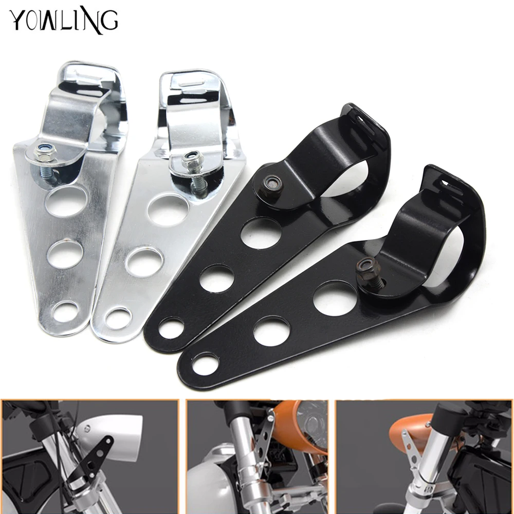 Universal Motorcycle Headlight Bracket | 34-41mm Fork Mounting Clamp | CNC Aluminum Black Finish