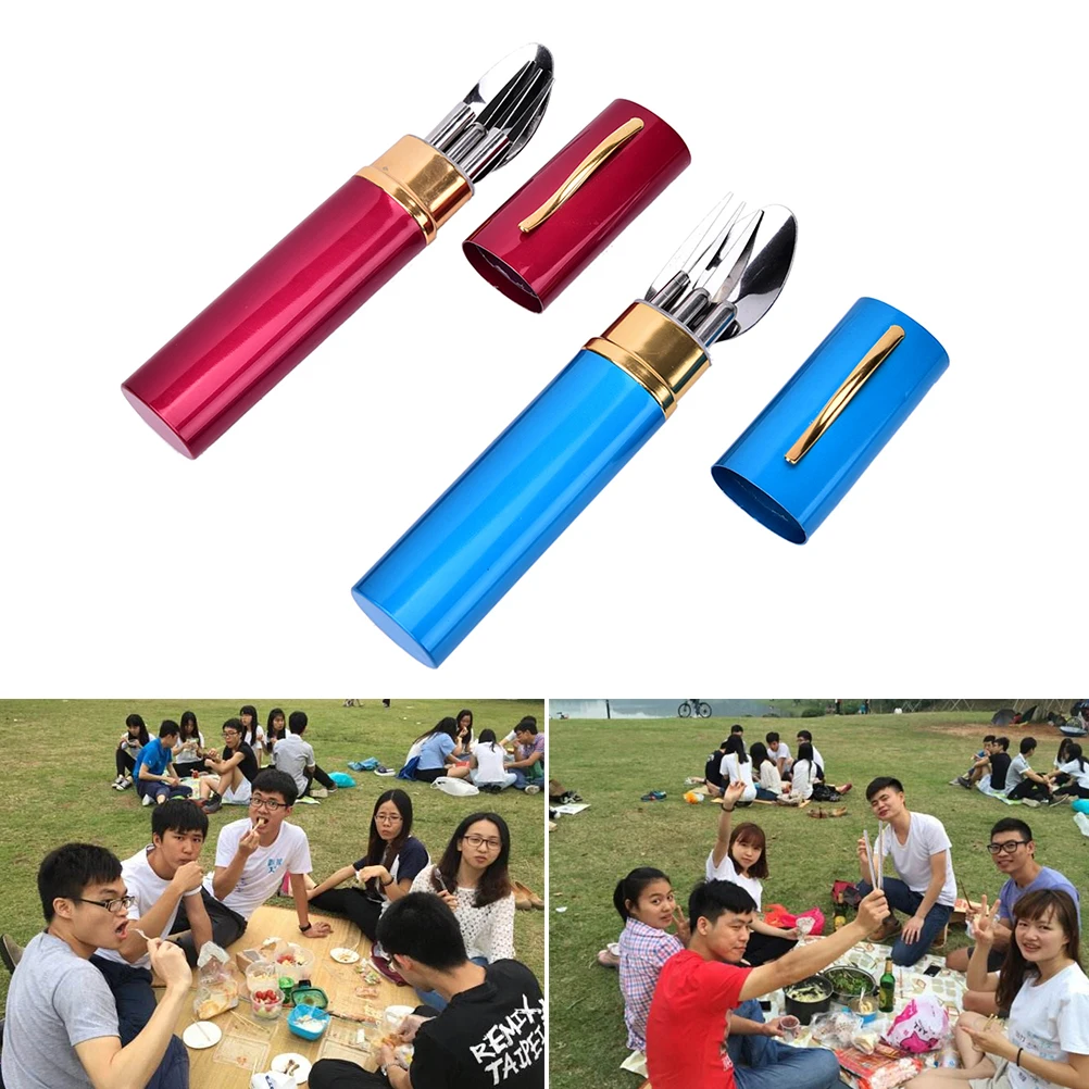 

1 Set Stainless Steel Fork Knife Spoon Set Travel Chopsticks Boxed Spoon Fork Dinner Dinnerware Cutlery Set