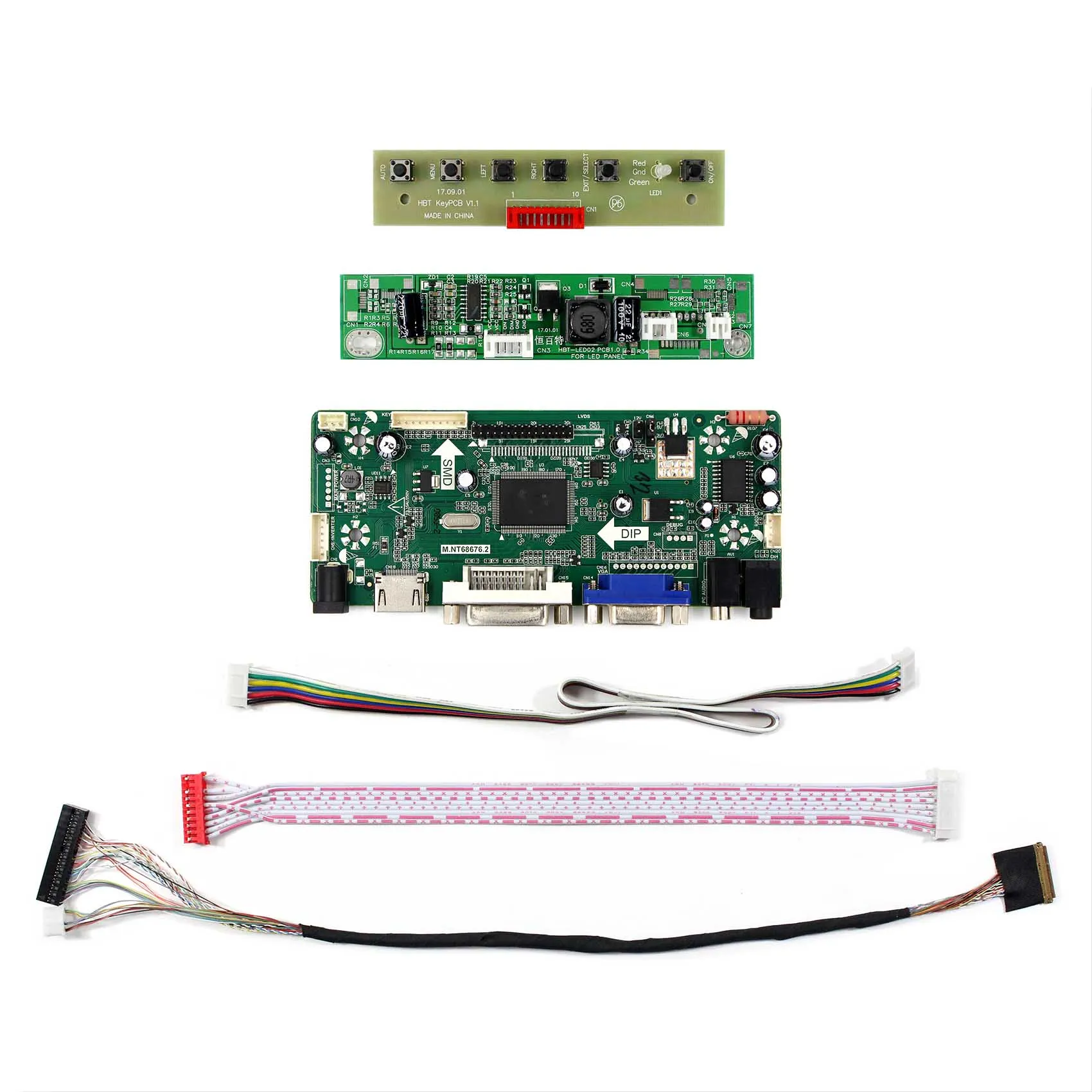 For 17inch LCD Screen Video Input HDMI HDMI DVI VGA AUDIO LCD Controller Board M.NT68676 LTN170CT10 LP171WU6 1920x1200 LCD