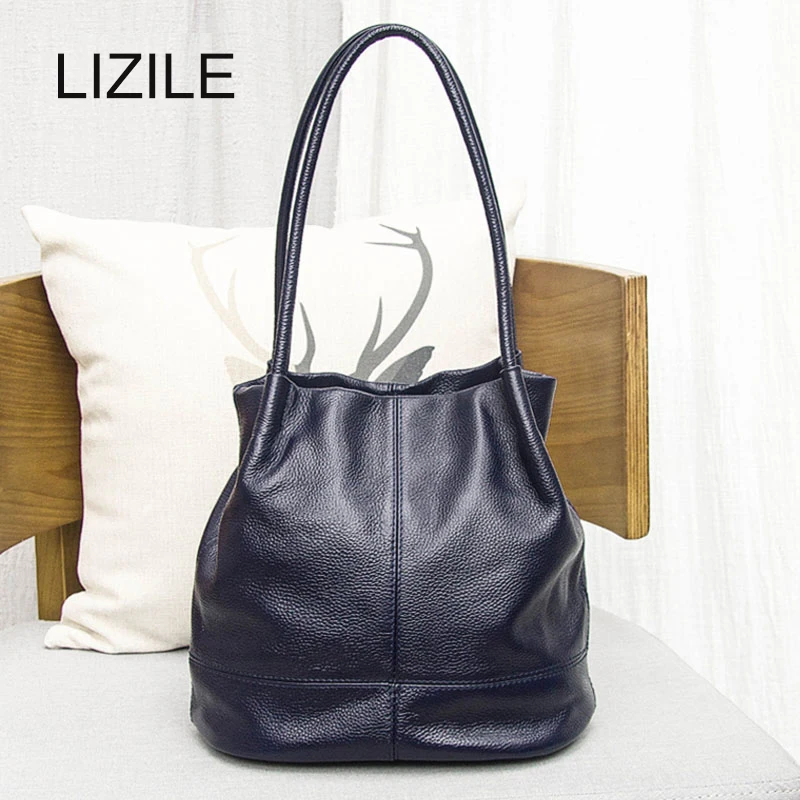 

Genuine leather Women's Shoulder Bags 2018 Fashion Casual Handbag Messenger Bag With Cowhide/Polyester Leather Bucket Bag