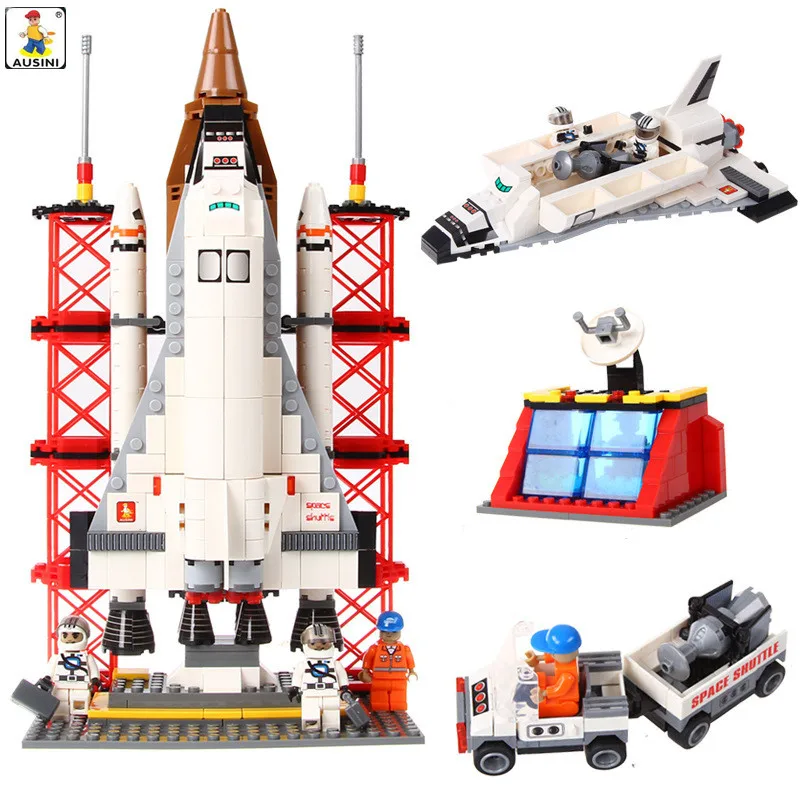 Ausini 560Pcs Model building blocks Space Ship Shuttle Launching Base