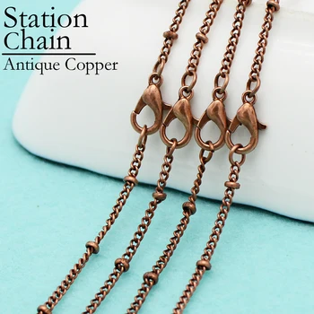 

50 pcs - 18'' & 24'' Antique Copper Station Chain, Antique Copper Satellite Chain Necklace, 2mm Antique Copper Chain Necklace