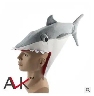 Акула Плюшевые шляпа новинка аквариум Акула плюша Кепки Косплэй Hat Хэллоуин Кепки для взрослых - Цвет: A