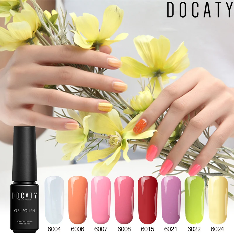 Docaty Полупостоянный поли гель один шаг 3 в 1 УФ LED Лаки для ногтей 24 цвета