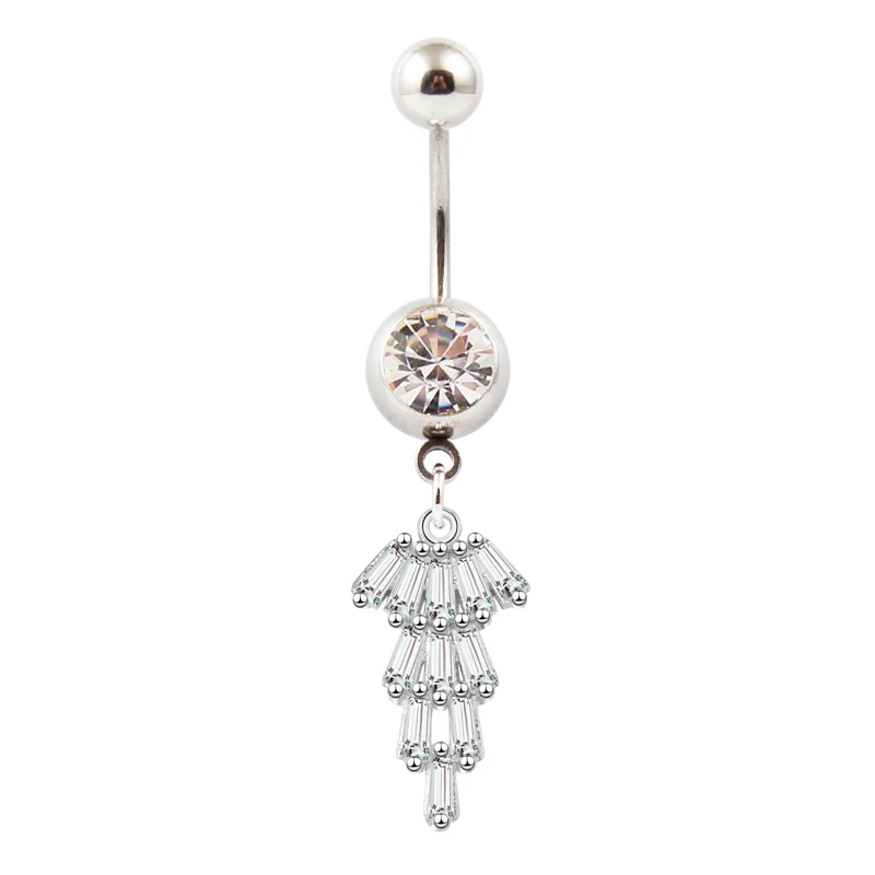 

Belly button ring women 16G 1.2mm 316 stainless steel body piercing not allergic navel ring white zircon fashion jewelry