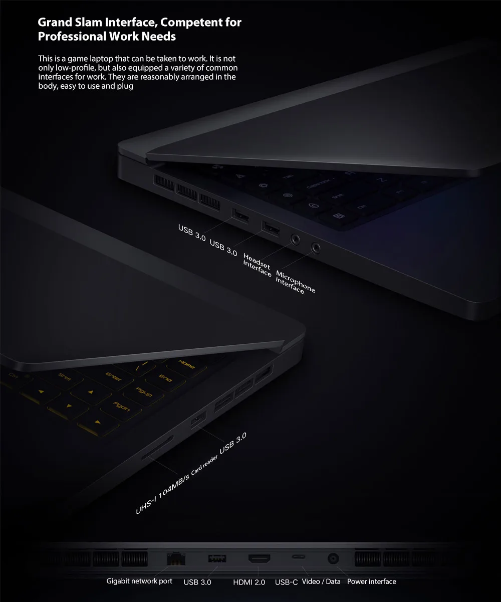 Xiaomi Mi Gaming Laptop 15.6 inch Windows 10 Home Chinese Version Intel Core i7-8750H Hexa Core 2.2GHz 16GB RAM 256GB SSD + 1TB HDD Dual WiFi Bluetooth 4.1 HDMI Type-C Camera