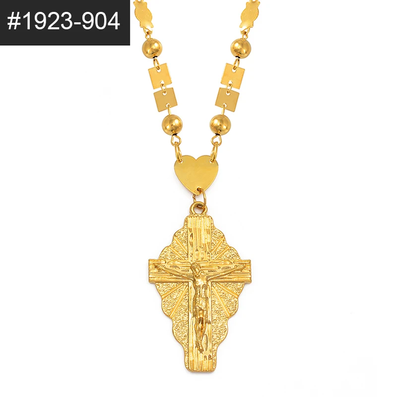 Anniyo 7 модель крест кулон шар ожерелье с бусинами на цепи мужчины женщины Гавайи Микронезия Chuuk Marshall Ювелирные изделия кресты#192306P - Окраска металла: 1923904