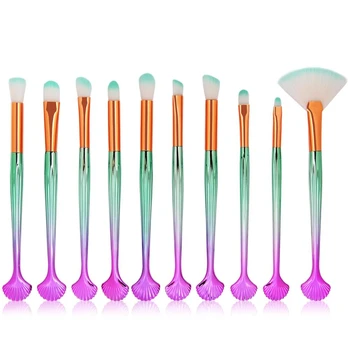 

10pcs Shell Makeup BrushesPowder Eyeshadow Contour Concealer Blush Foundation Blending Brush Set Beauty Cosmetic Tools