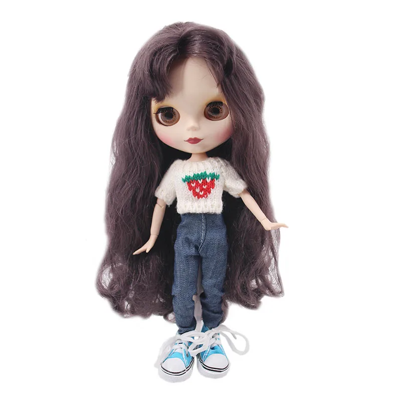 Blyth кукольная одежда свитер+ джинсы 5 см 1/6 кукла парусиновая обувь для BJD кукла наше поколение Рождество девушка подарок на день рождения игрушка - Цвет: b122