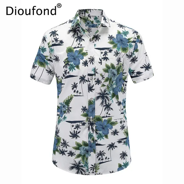 Dioufond Мужская Повседневная летняя гавайская рубашка с коротким рукавом, мужская рубашка на пуговицах с цветочным принтом ананаса, новинка, S-3XL - Цвет: JS043PR002