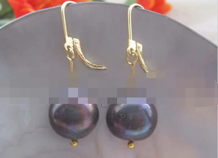 

FREE SHIPPING>>> free shipping 00249 black round freshwater pearl earring