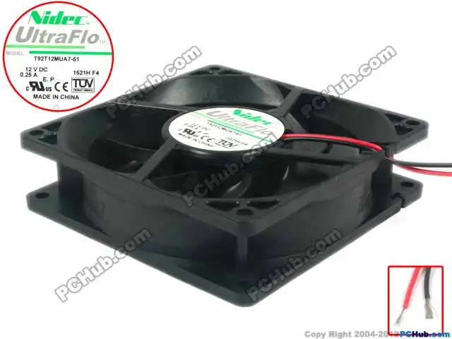 

Nidec T92T12MUA7-51 DC 12V 0.25A 60x60x25mm Server Square fan