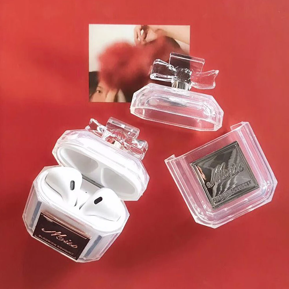 

2019 Perfume Bottle Silicone Case for Airpods Earphone Protective Case Luxury Shockproof and Drop Clear Soft TPU Case for Apple