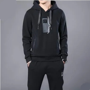 2018 Autumn Men's Casual Sets Teen Simple Trendy Fashion Long-Sleeved Clothes Male Solid Color Sports Suits Loose Large Size 