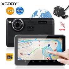 XGODY дюймов 7 дюймов dvr gps навигации Android 4,4 двойной объектив регистраторы 16 ГБ Встроенная память сенсорный экран Full HD 1080p Wi Fi FM заднего вида камера