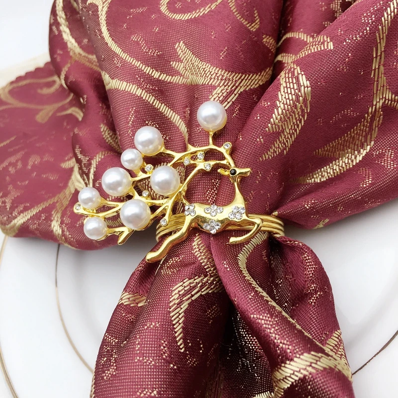 12pcs Deer Elk Napkin Ring New Year Christmas Buckle Diy 12pcs Deer Elk Napkin Ring New Year
