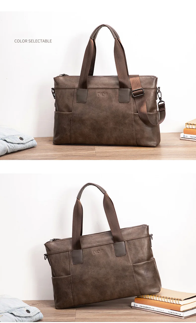DIDE модные кожаные портфели Мужчины Винтаж сумки Бизнес путешествий ноутбук сумка мужская сумка bolsa maleta