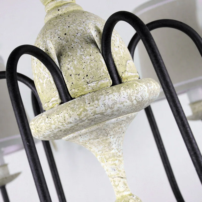 Cottage-Bird-Chandelier-Living-Room-Stair-Light-Black-Iron-Retro-Resin-Country-Style-Flaxen-Fabric-Lampshade (5)