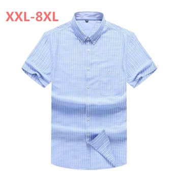 

Plus size 10XL 8XL 6XL 5XL new style short shirt men brand clothing fashion striped shirt male top quality cotton casual shirt