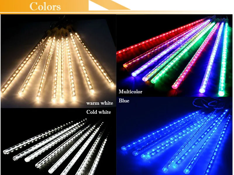 Garland 8 Tubes LED Meteor Shower Rain string light 50cm 30cm Icicle Snowfall raindrop Xmas gerlyanda decoration + Power adapter Garland 8 Tubes LED Meteor Shower Rain string light 50cm 30cm Icicle Snowfall raindrop Xmas gerlyanda decoration + Power adapter