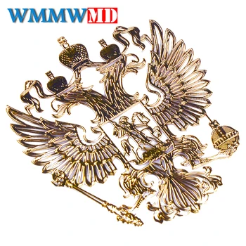

1x Coat of Arms of Russia ALUMINIUM Car window Stickers Decals Russian Federation Eagle Emblem Car Styling Laptop phone Sticker